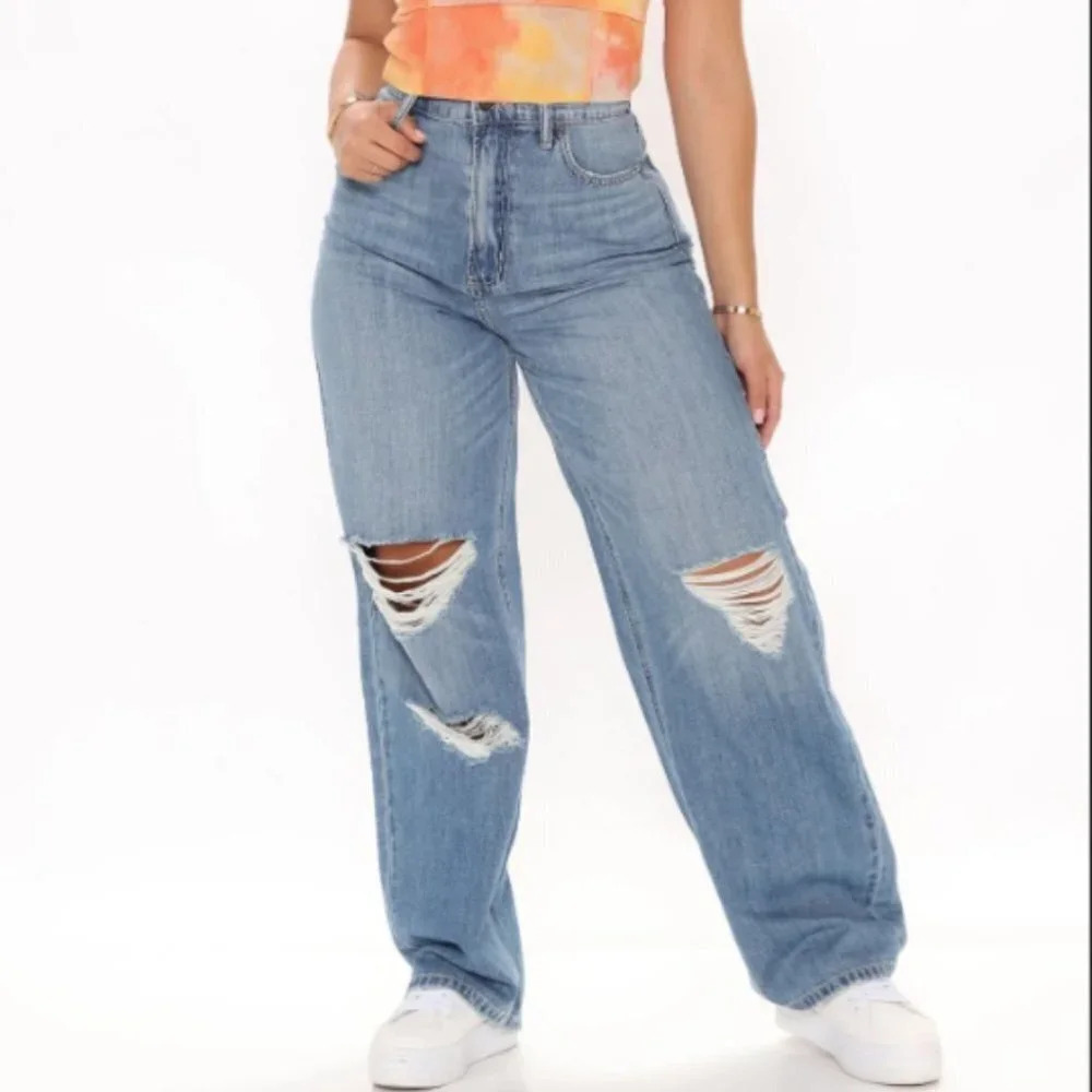Fashion Nova  Remember The 90's Ripped Slouch Fit High Rise Jeans Size 11